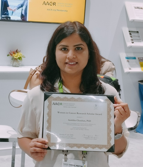 Dr. Anshika Chauhan, Department of Biochemistry, PGIMER Receives prestigious
